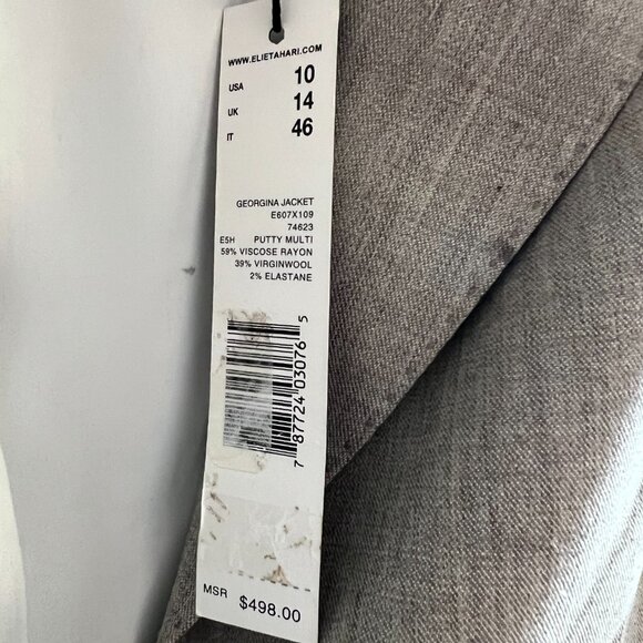 Ellie Tahari Gray Georgiana Jacket Size 10 Putty Multi Colored Grays - Picture 4 of 9